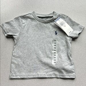NWT Ralph Lauren Gray Short-Sleeve Baby Tee with Navy Pony